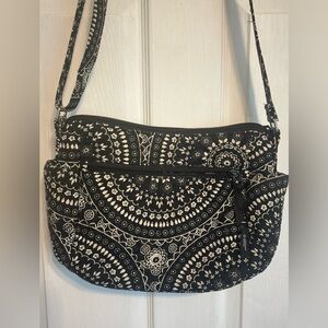 Vera Bradley On the Go Crossbody Black and White Medallion Pattern